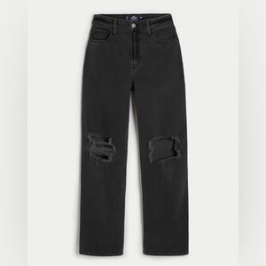 Hollister Ultra High-Rise Ripped Washed Black Dad Jeans